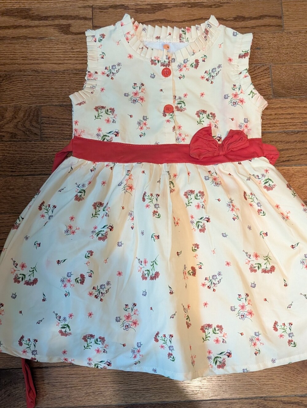 Floral Bow Waist Girls' Dress